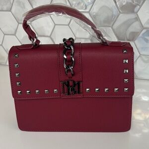 Badgley Mischka wine-colored (or plum) designer crossbody satchel. NWT